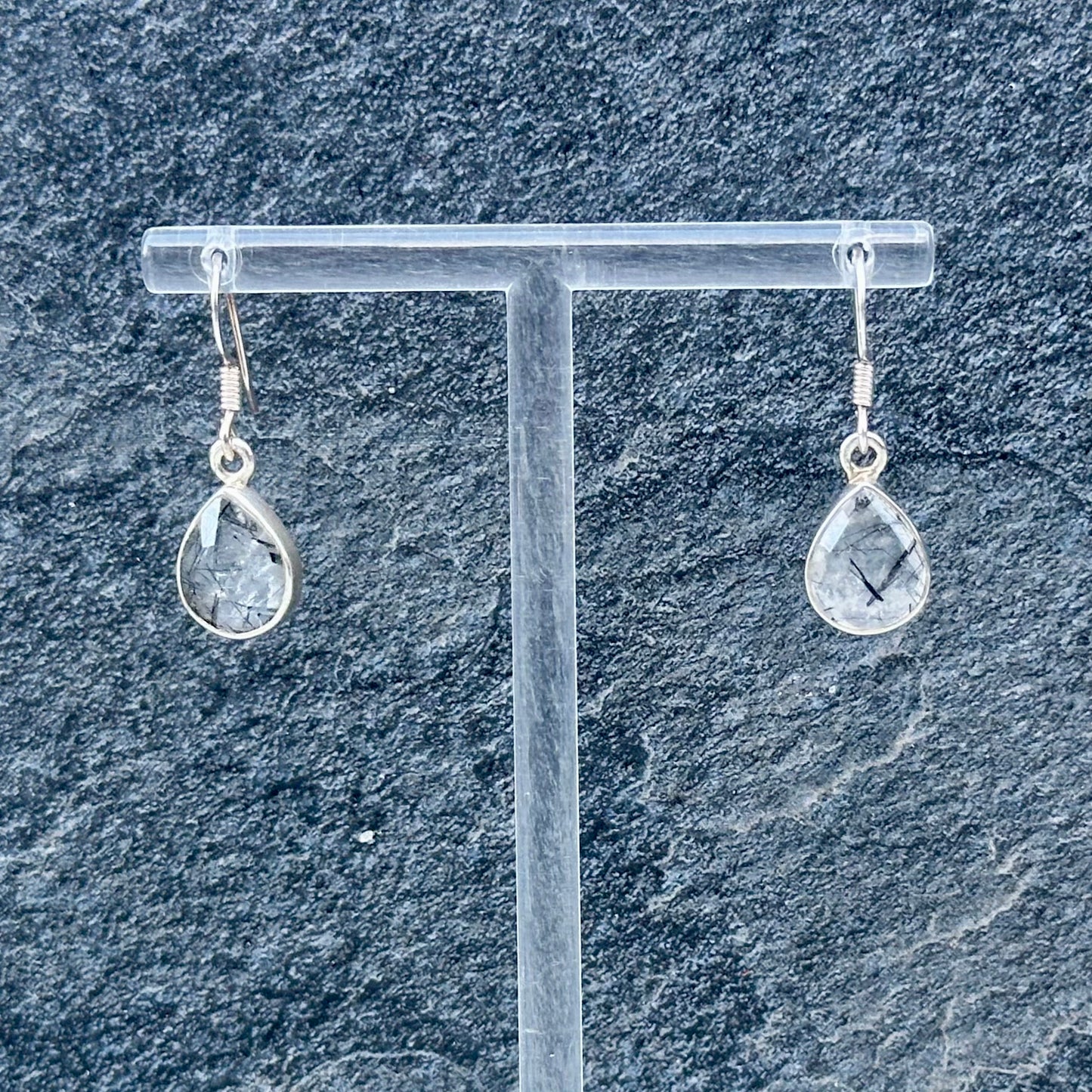 Tourmalated Quartz Teardrop 925 Earrings Style 2