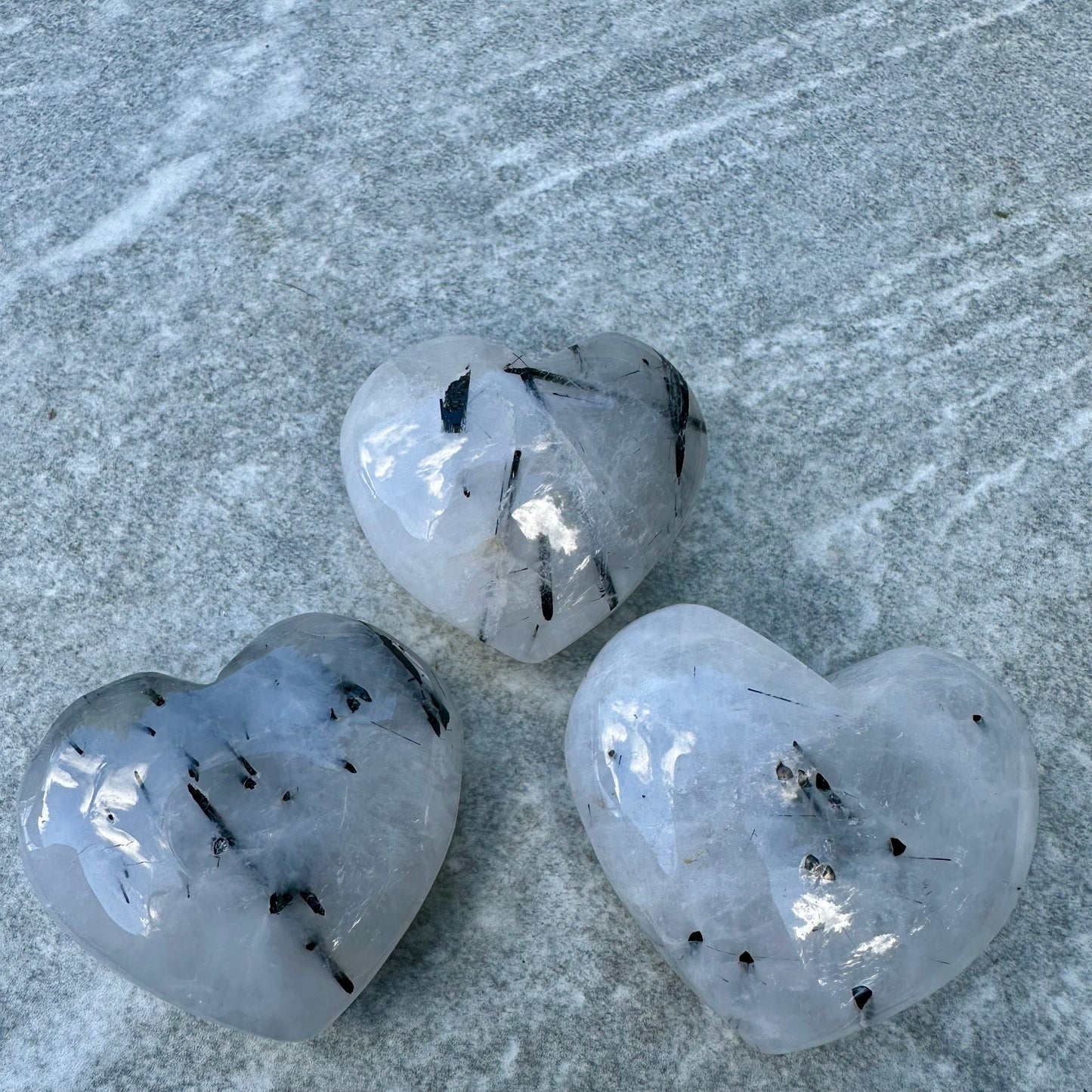 Quartz & Tourmaline Moons And Hearts