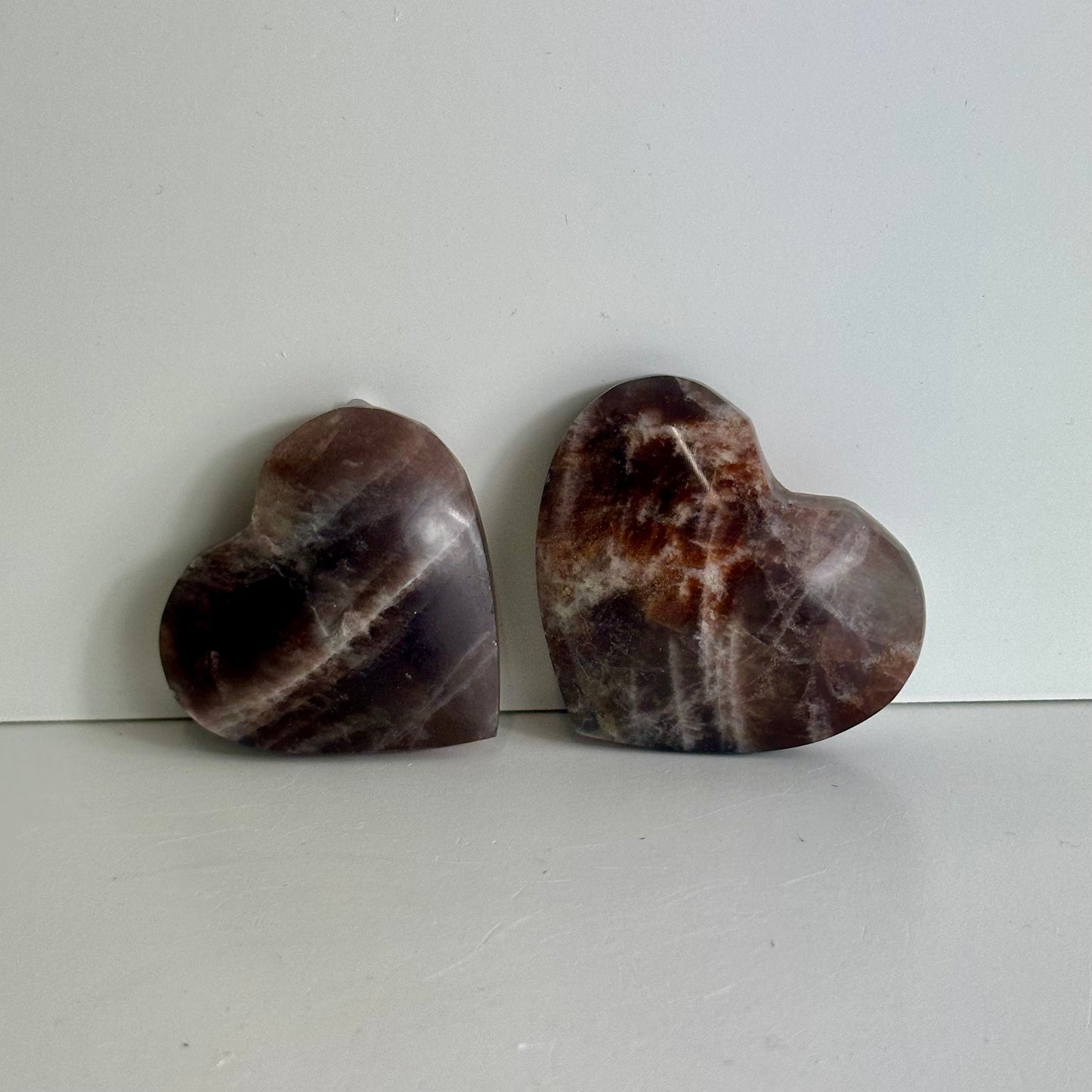 Black MoonStone & Sunstone Hearts