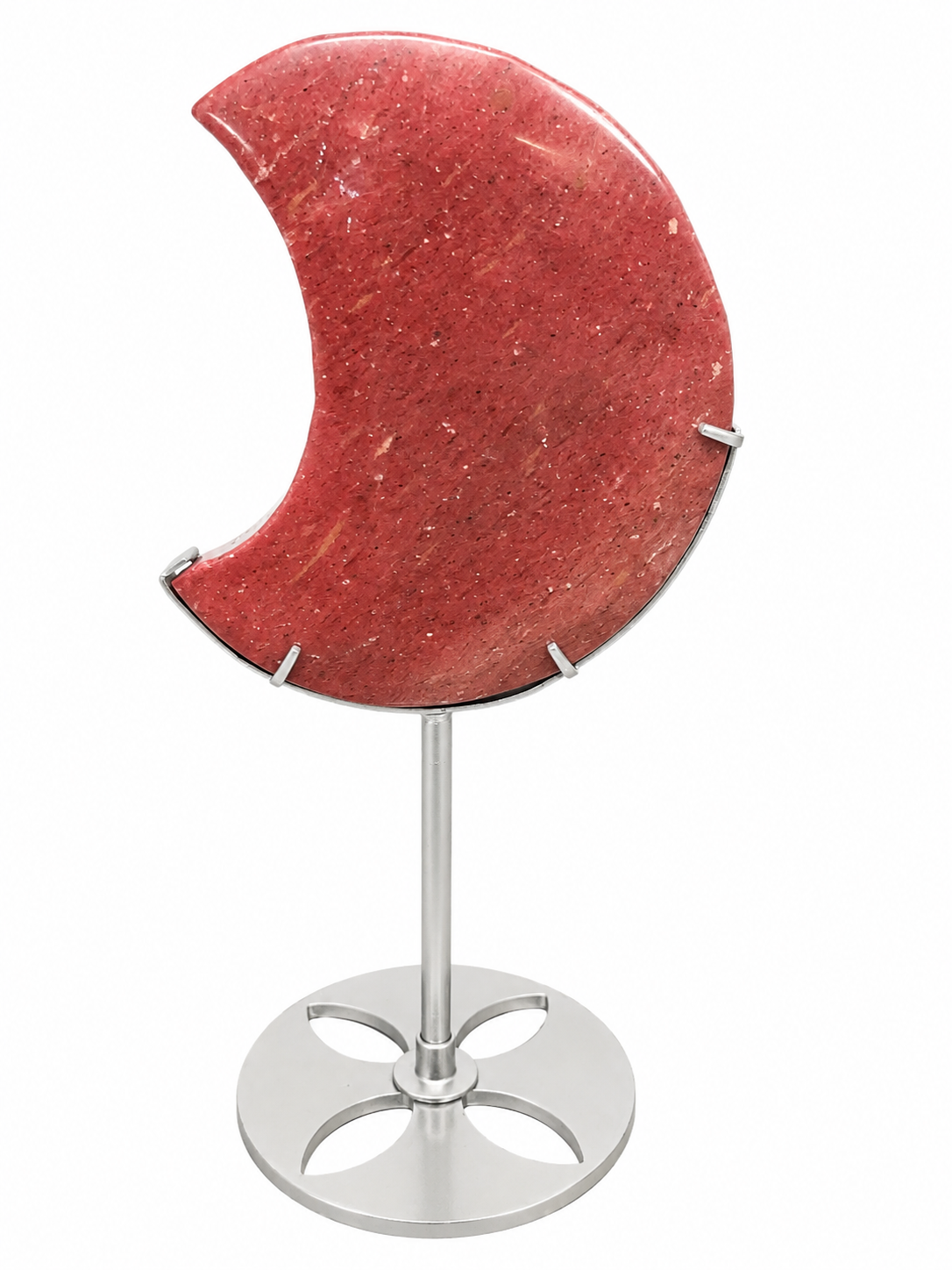 High Grade Rhodonite Moon on Stand – Reduced Price