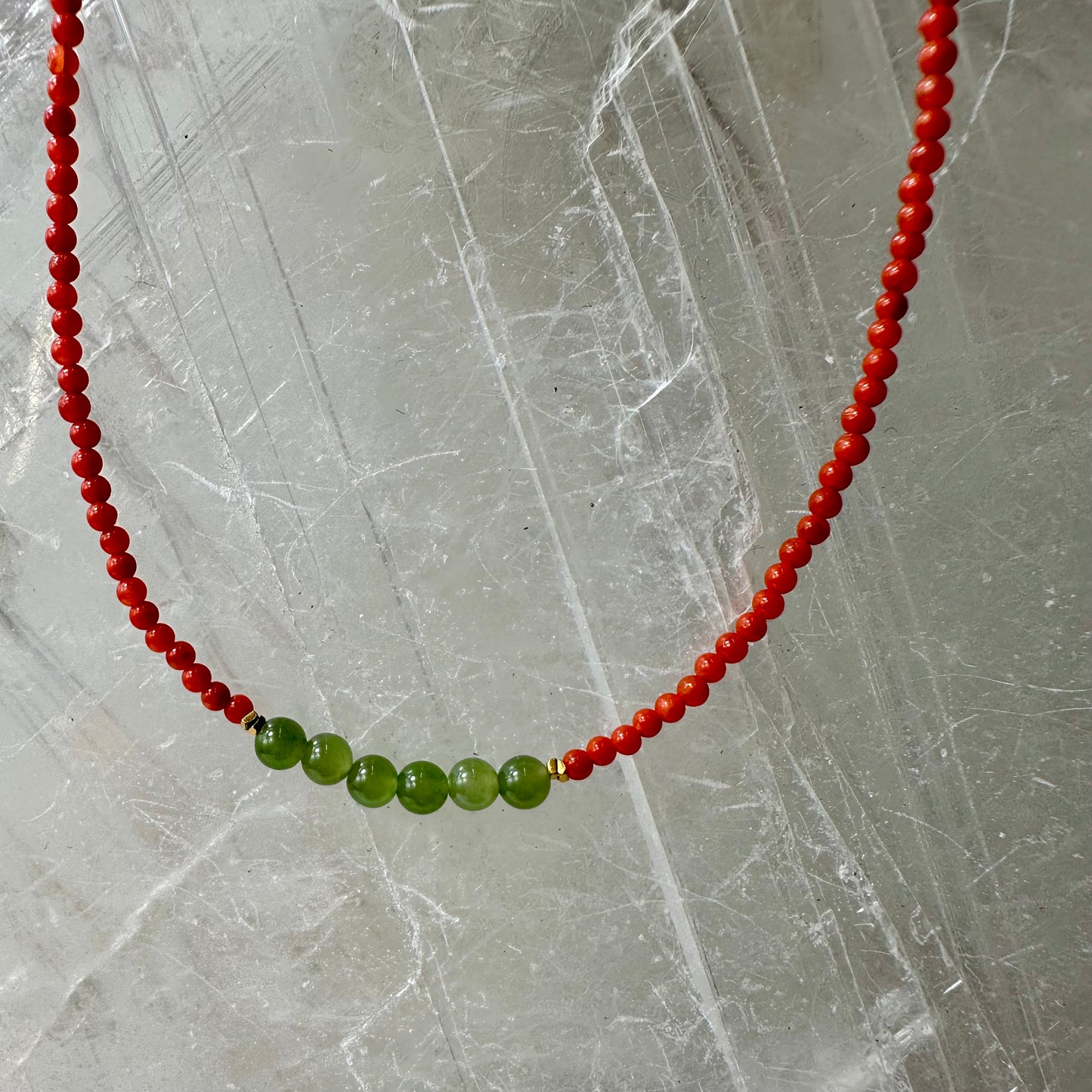 Carnelian And Jade Bedded Necklaces