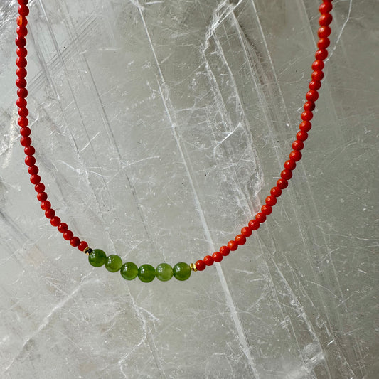 Carnelian And Jade Bedded Necklaces