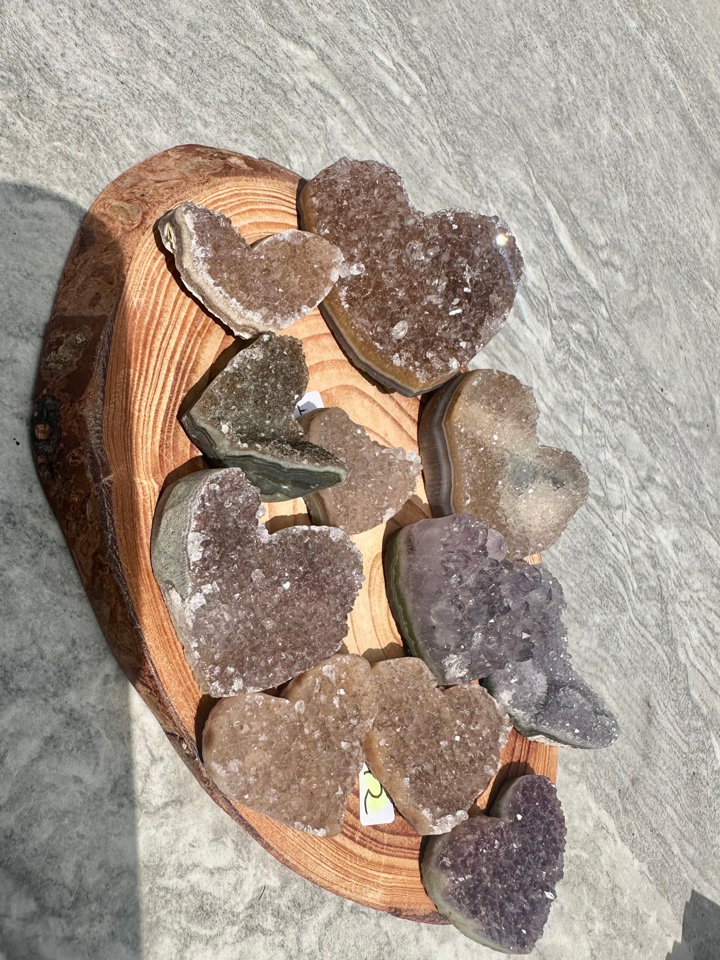 Amethyst hearts crystals