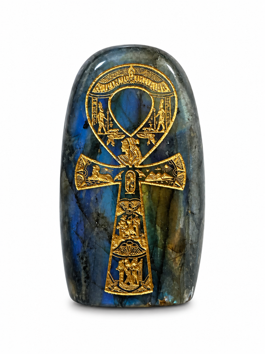 Labradorite Ankh Standing Palm