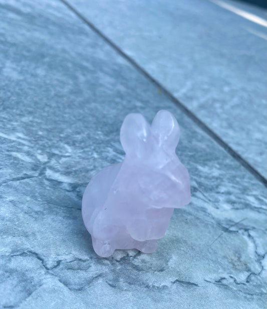 Rose Quartz Rabbit Carving