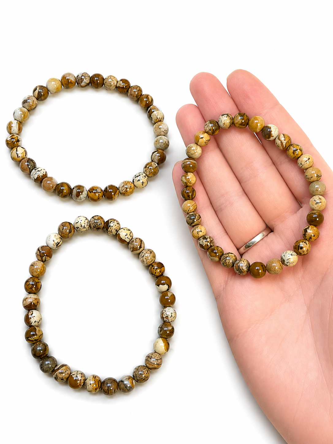 Picture Jasper 6mm Crystal Bracelets