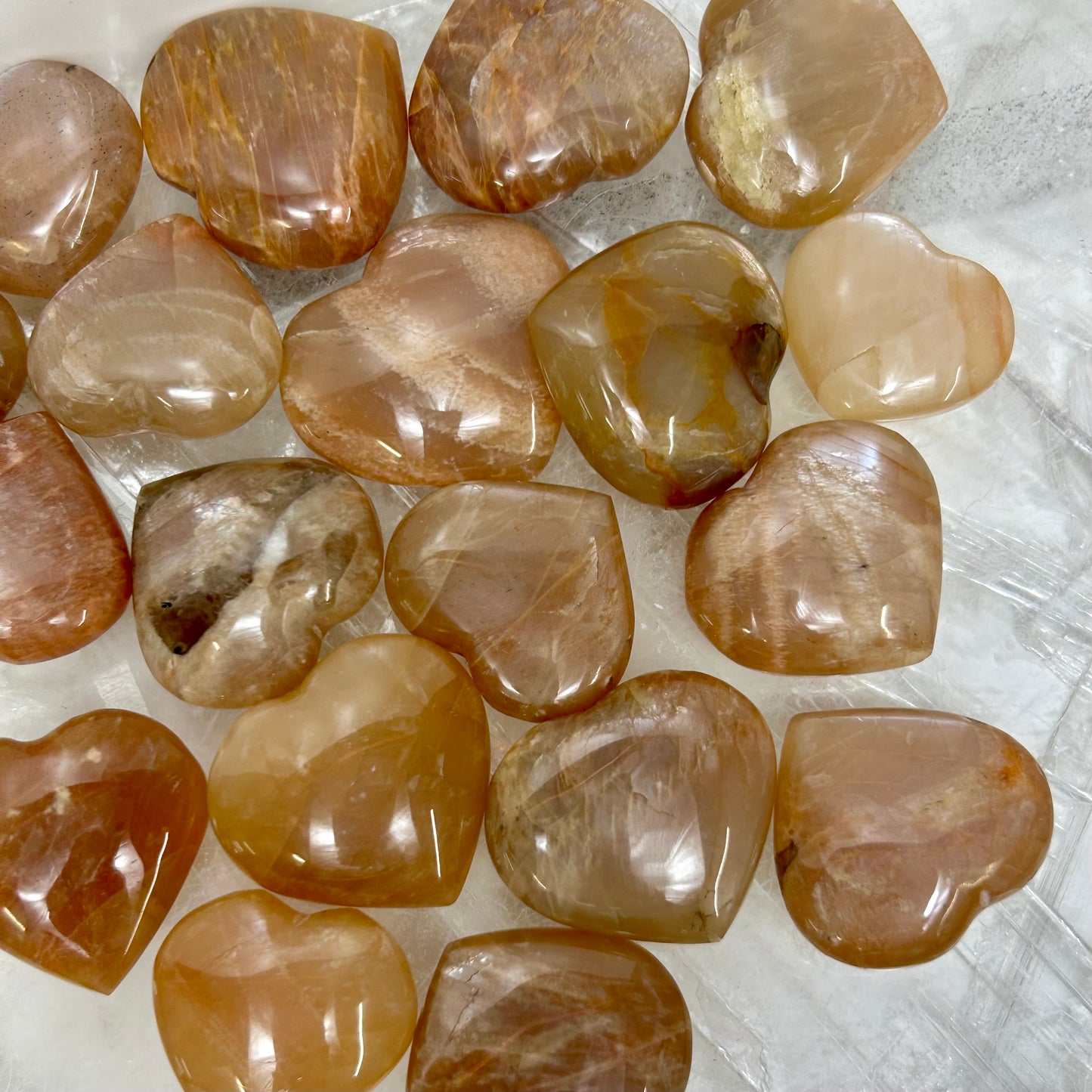 Peach Moonstone Hearts