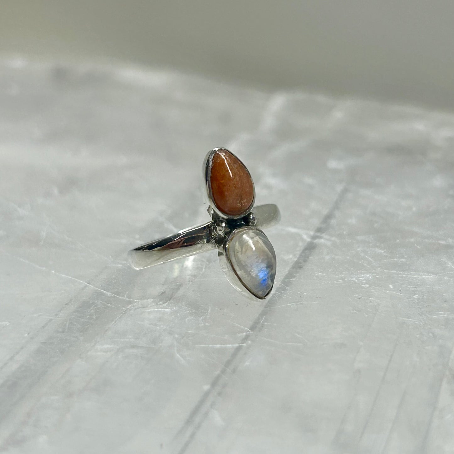 Moonstone & Sunstone Ring (SIZE- L)
