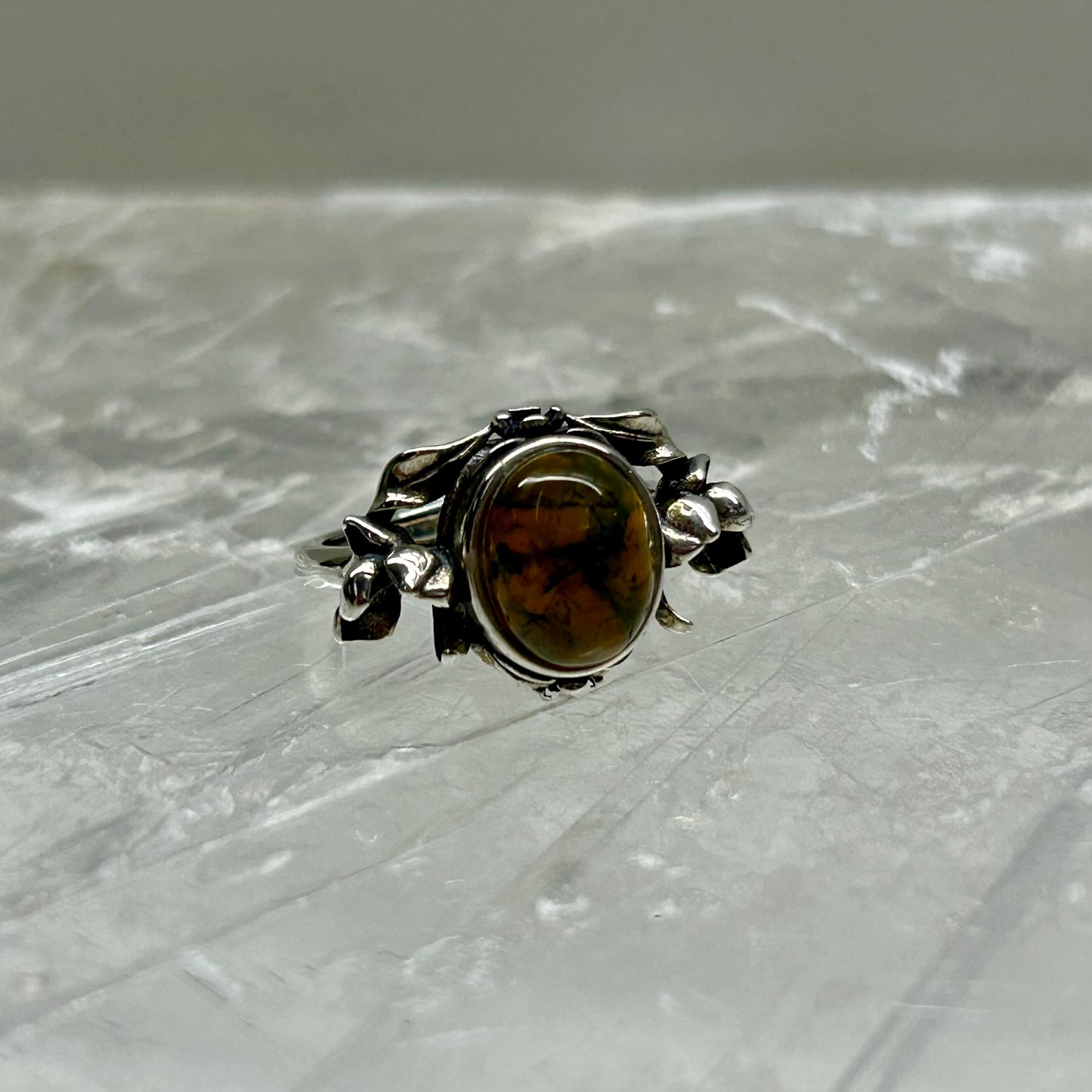 Moss Agate Adjustable Ring