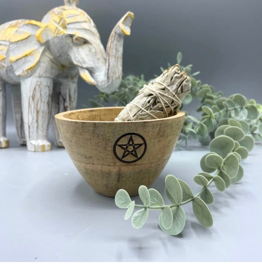 Pentacle Wooden Smudge Bowl (11x7cm)