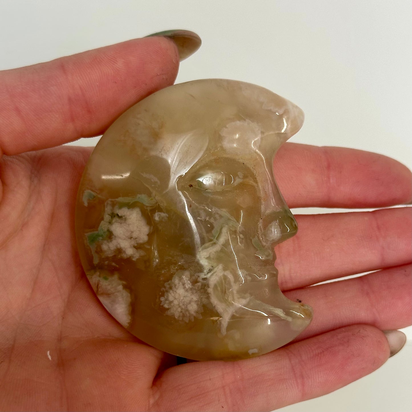 Flower Agate Moons With Face