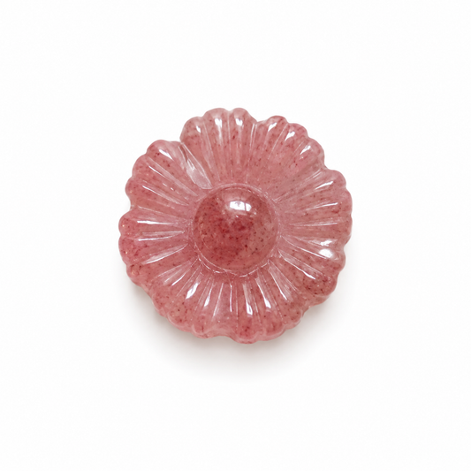 Mini Strawberry Quartz Flower Carvings