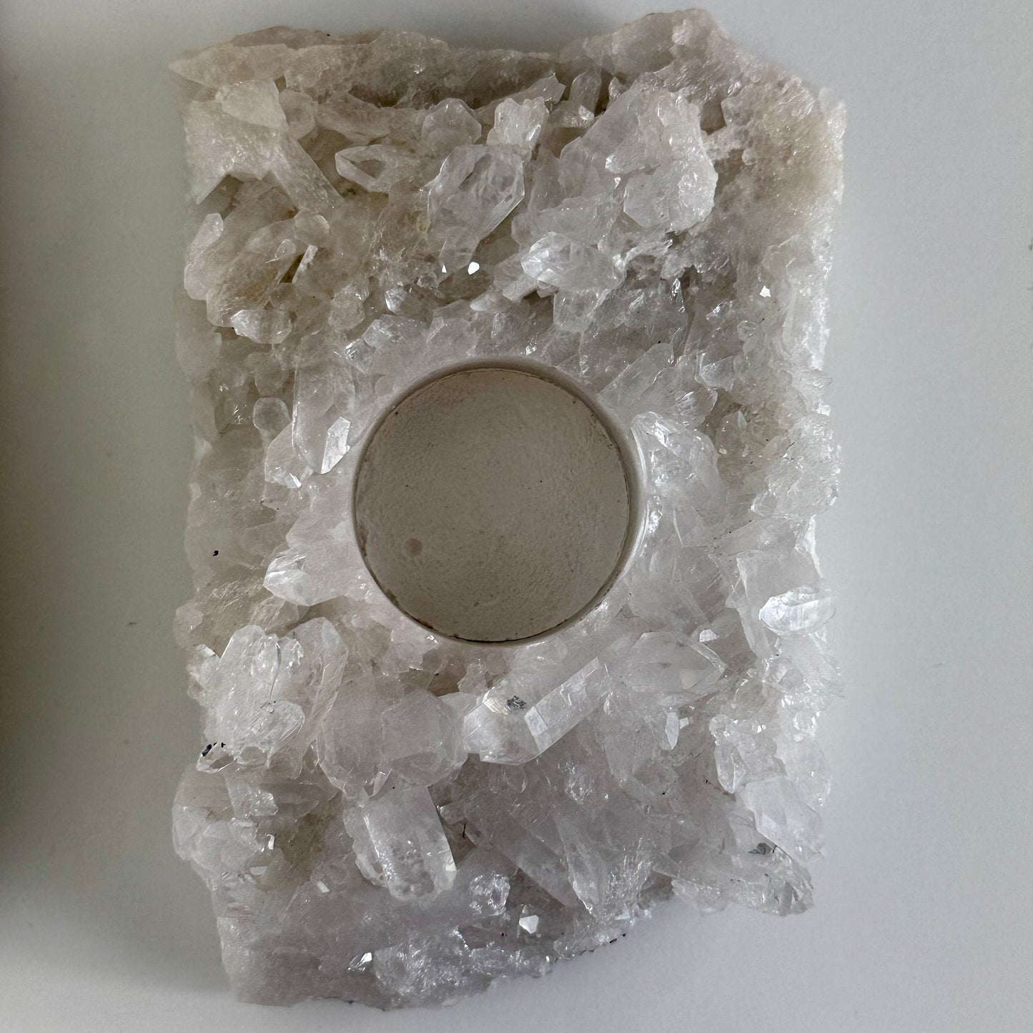Raw Clear Quarts Candle Holder