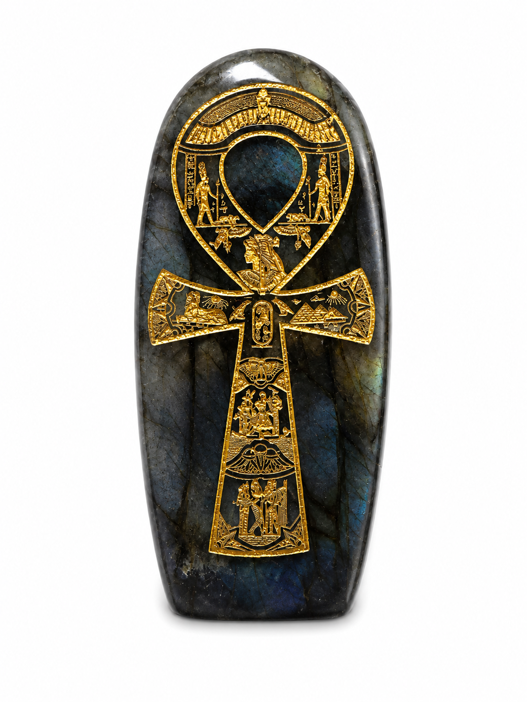 Labradorite Ankh Standing Palm
