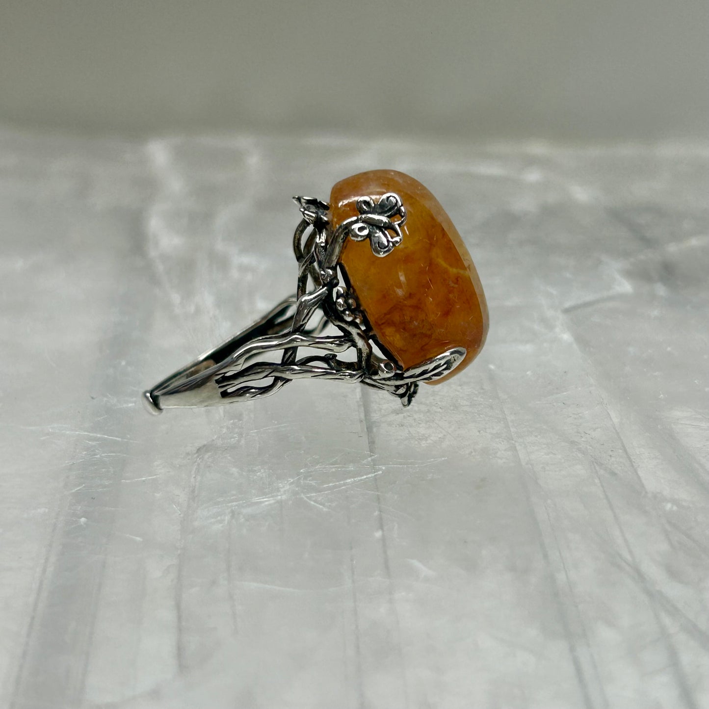 Fire Quartz Adjustable Ring