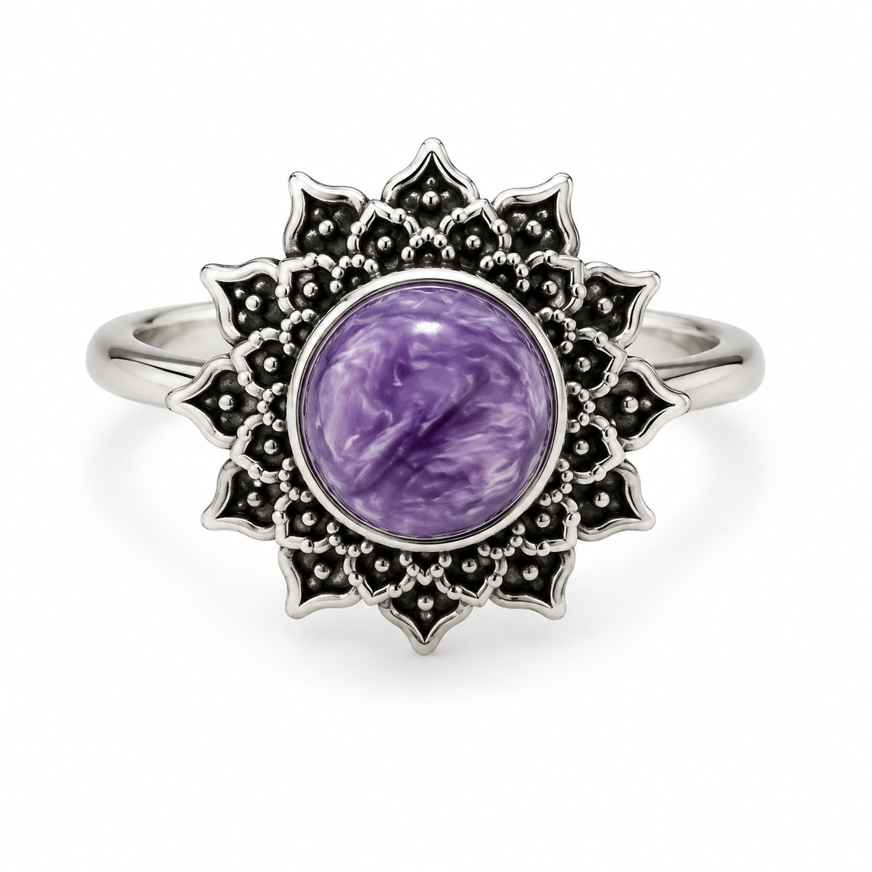 Charoite Adjustable 925 Rings