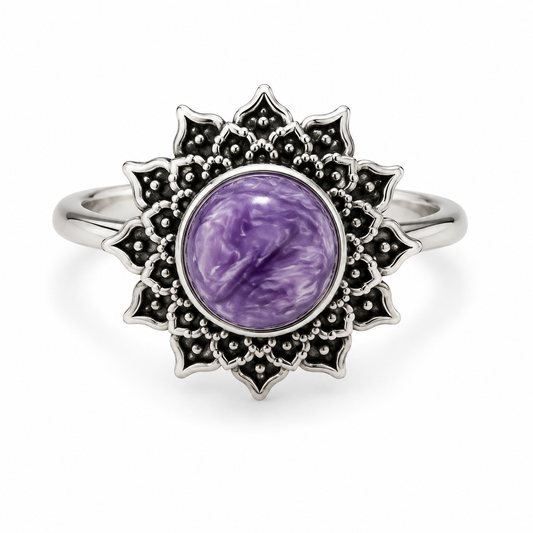 Charoite Adjustable 925 Rings