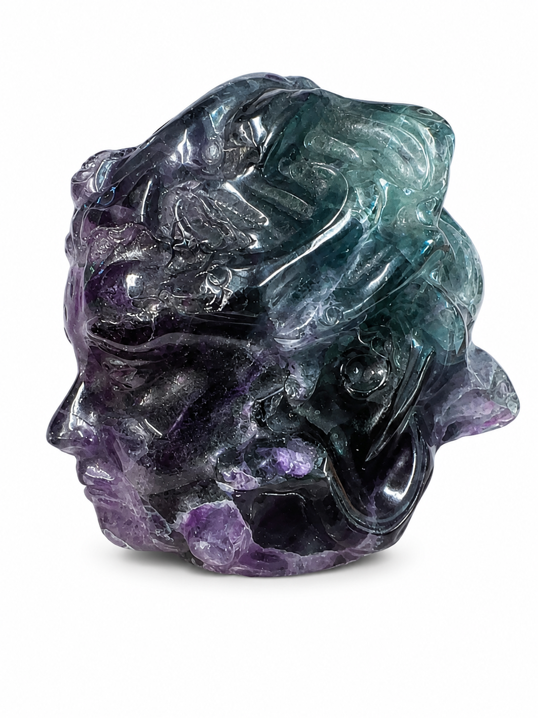 Fluorite Medusa Head Carving – Chipped Top