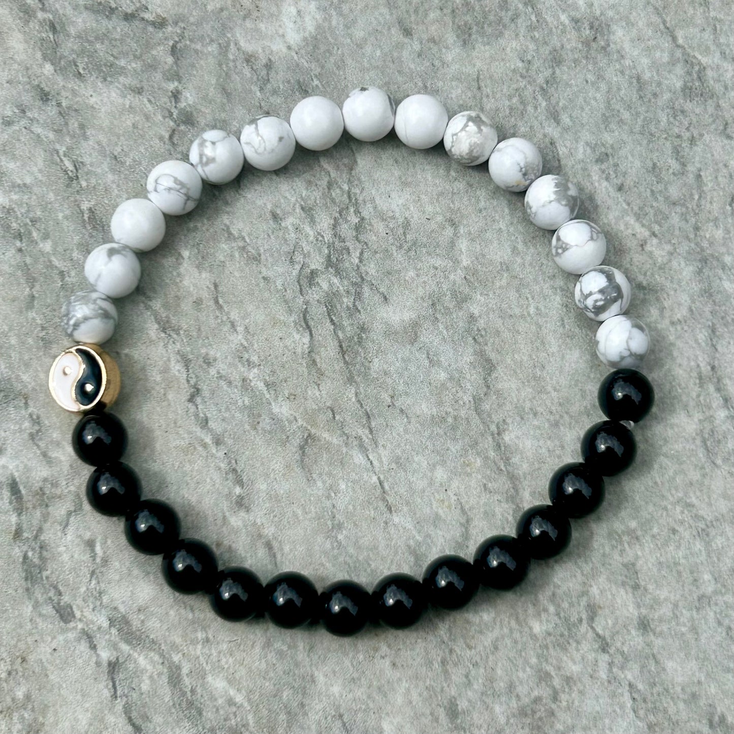 Ying & Yang Howlite & Obsidian Bracelet