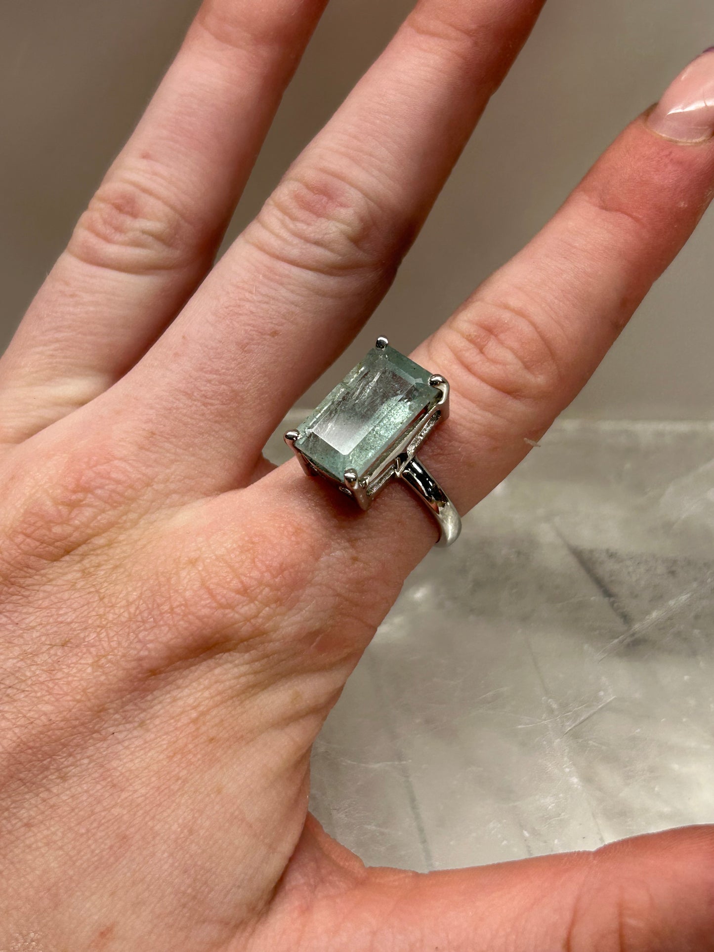 Aqua Marine Ring (Size N/O)