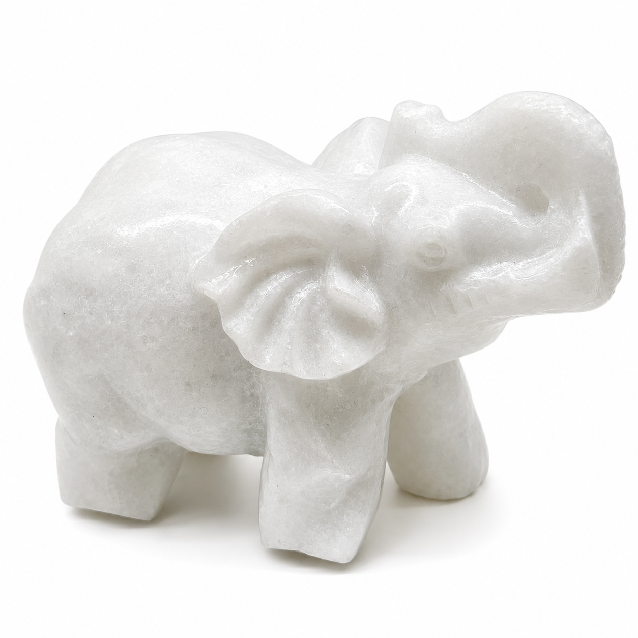 White Jade Elephant Crystal Carving