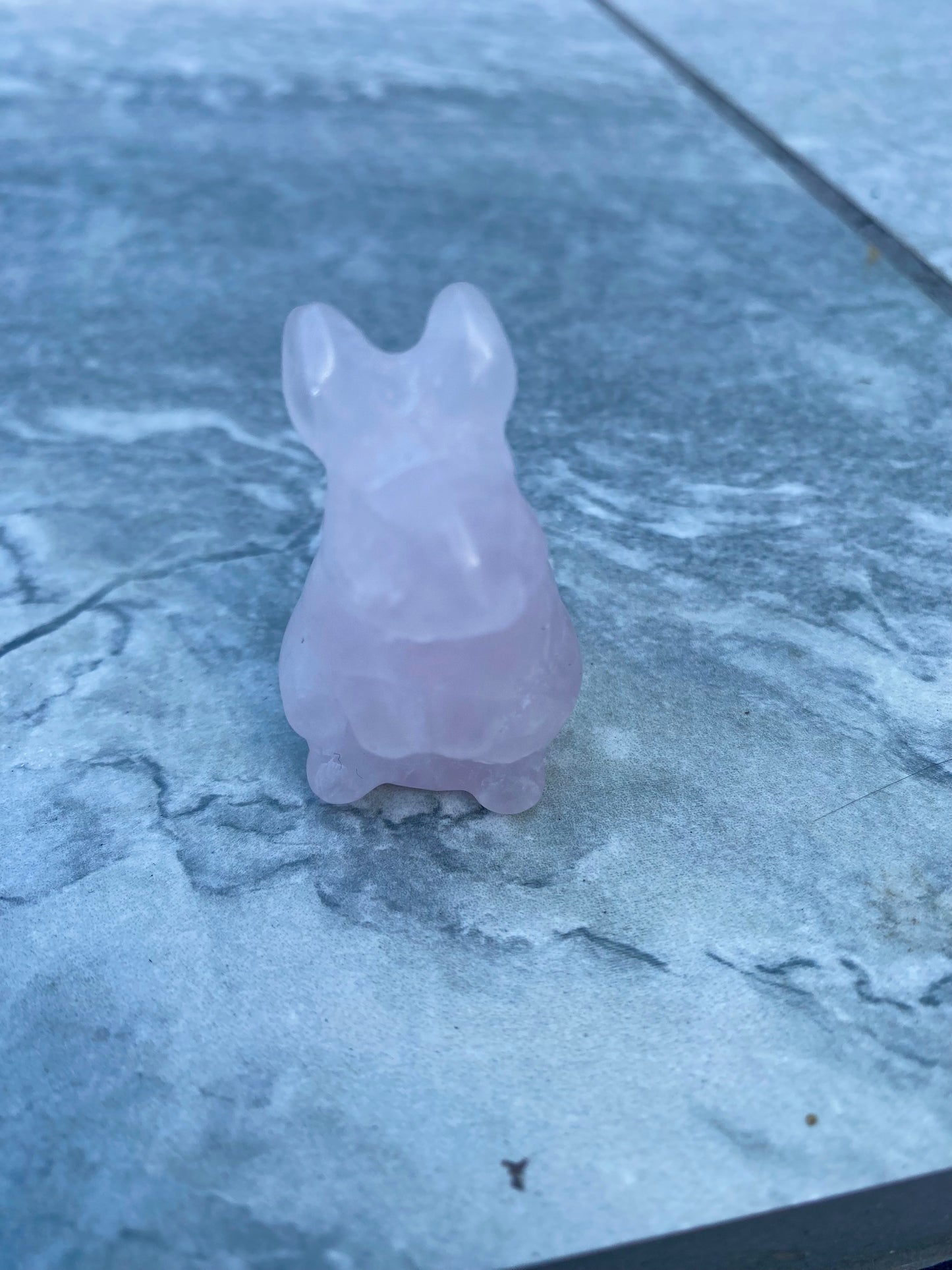 Rose Quartz Rabbit Carving