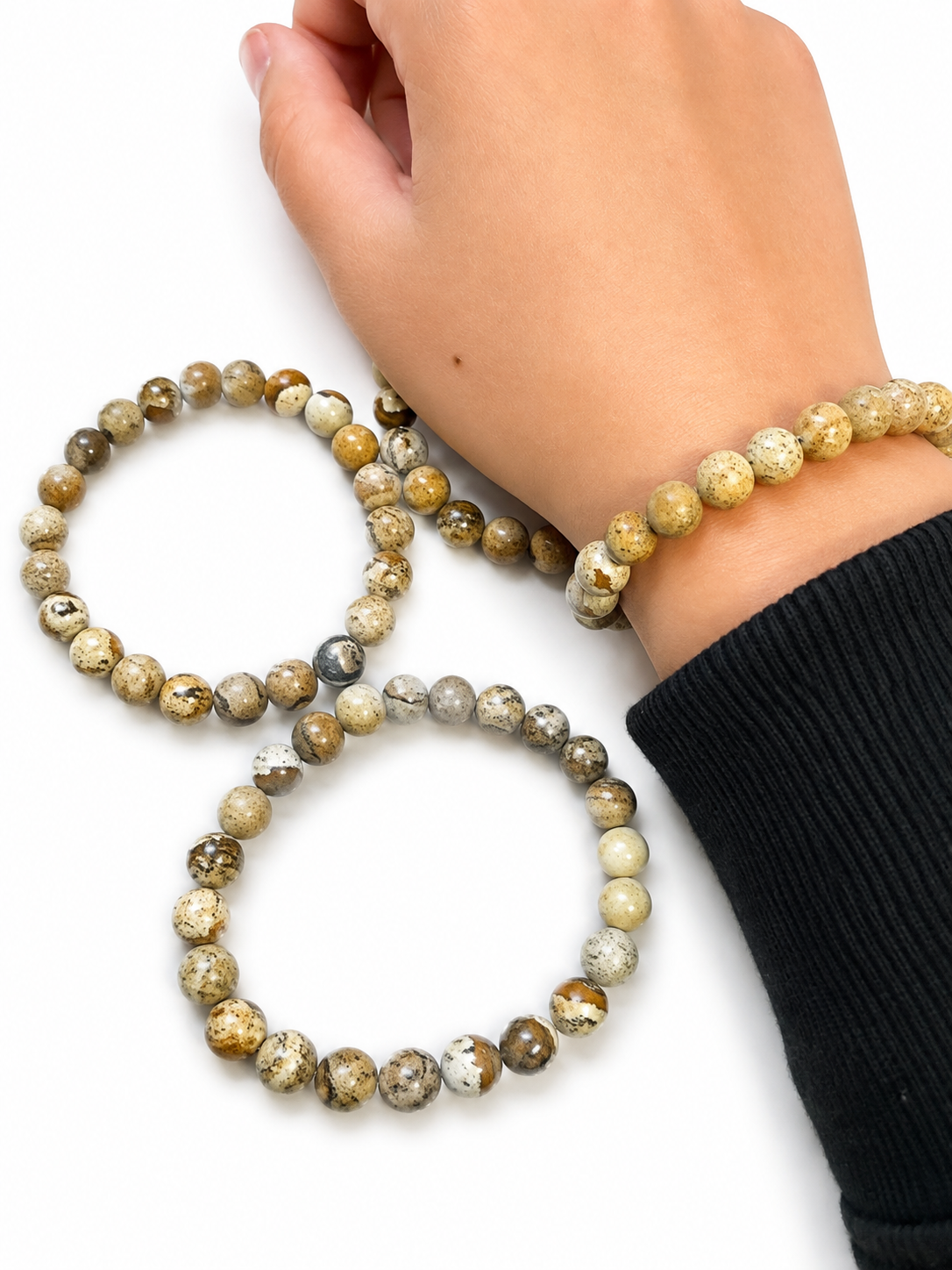 Picture Jasper 8mm Crystal Bracelets