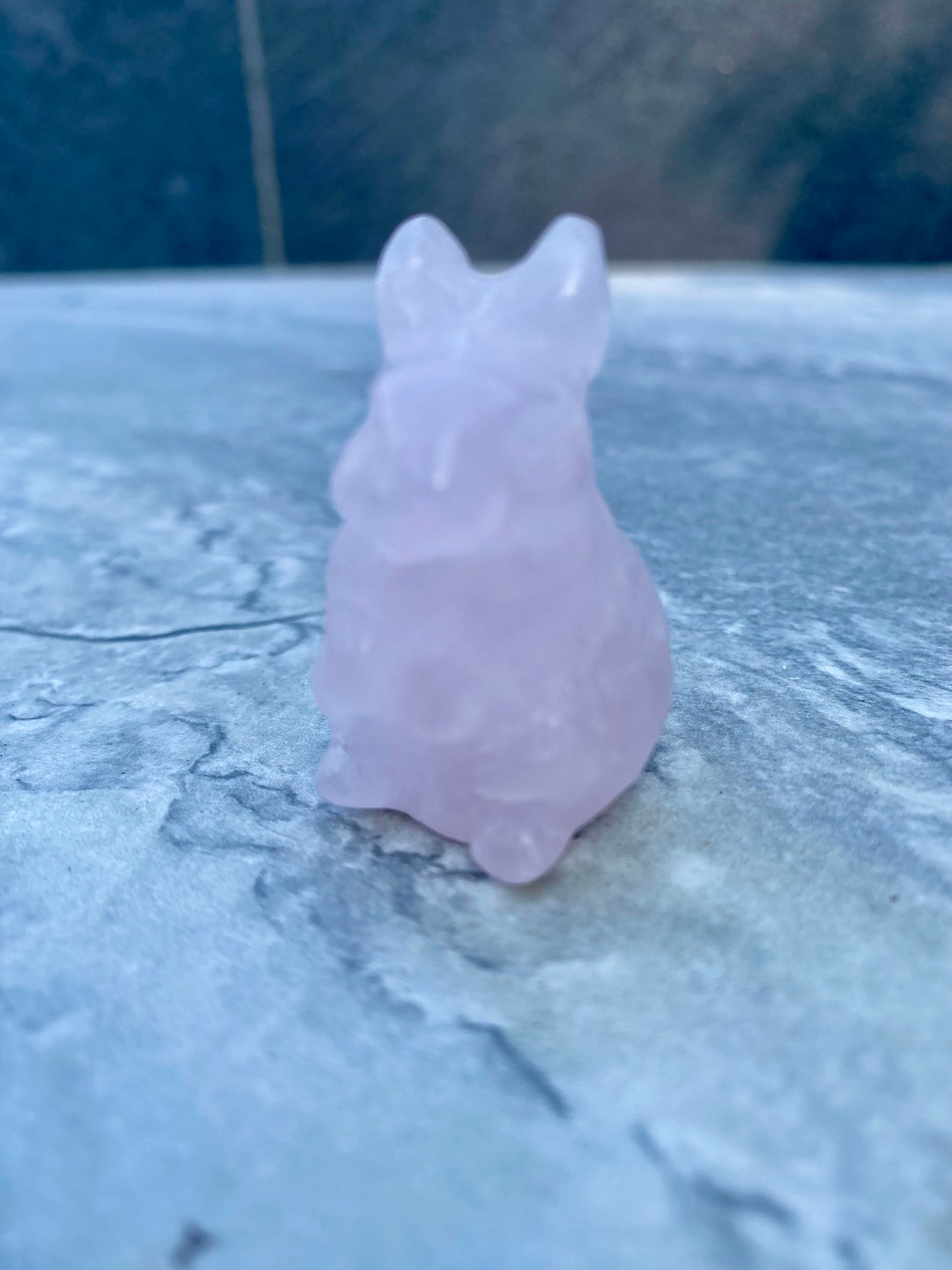 Rose Quartz Rabbit Carving