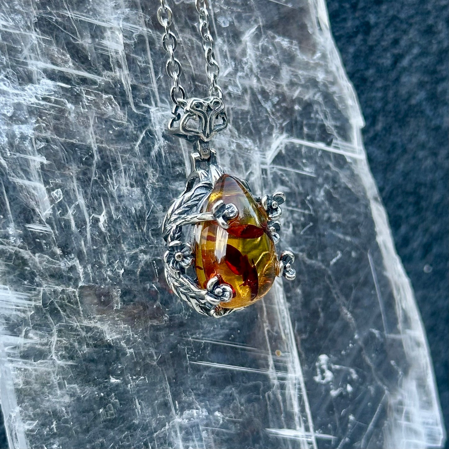 Ornate 925 Amber Pendant