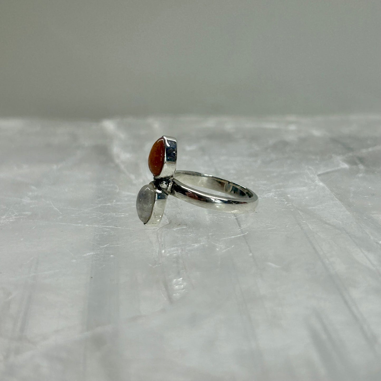 Moonstone & Sunstone Ring (SIZE- L)