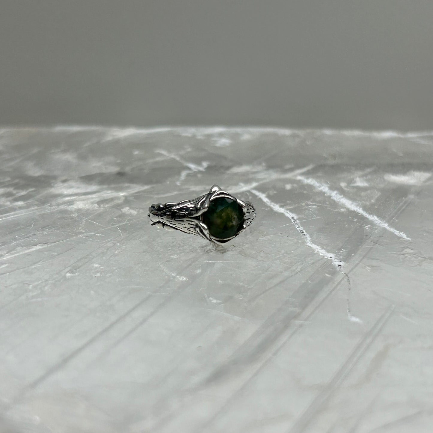 Moss Agate Adjustable Ring