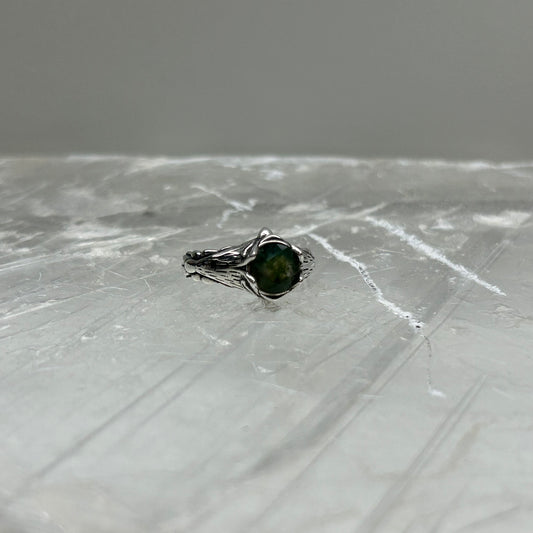 Moss Agate Adjustable Ring