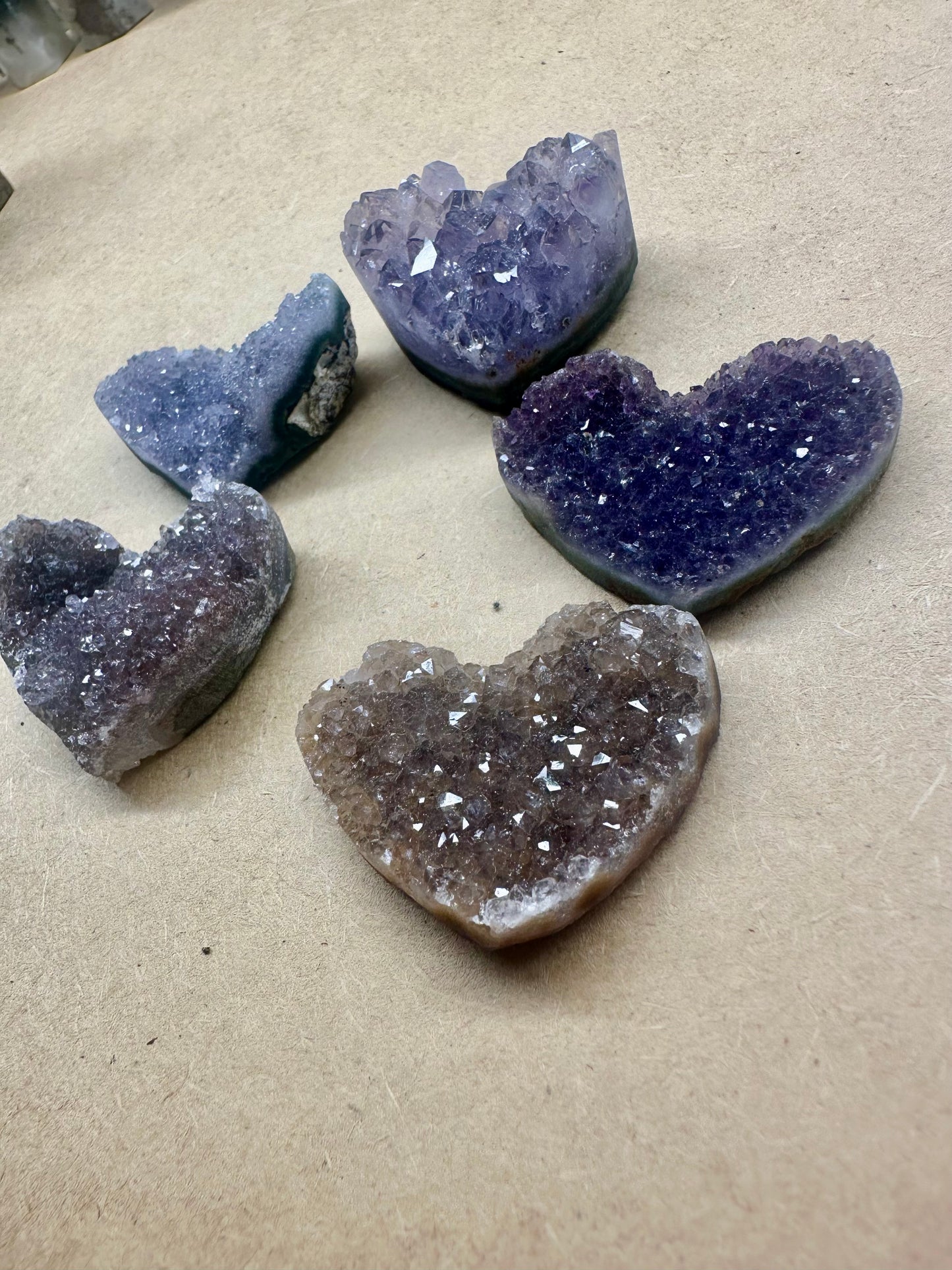 Amethyst hearts crystals