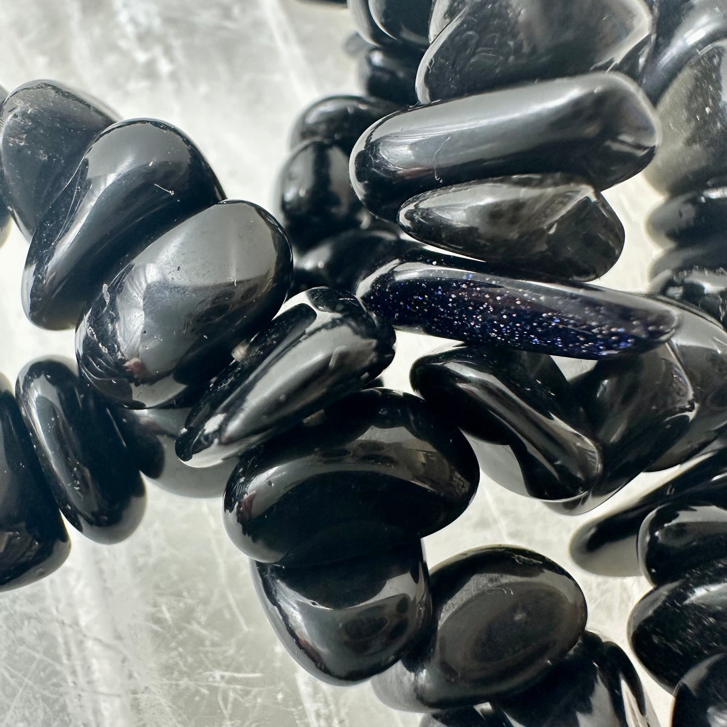 Chunky Obsidian Chipped Bracelets