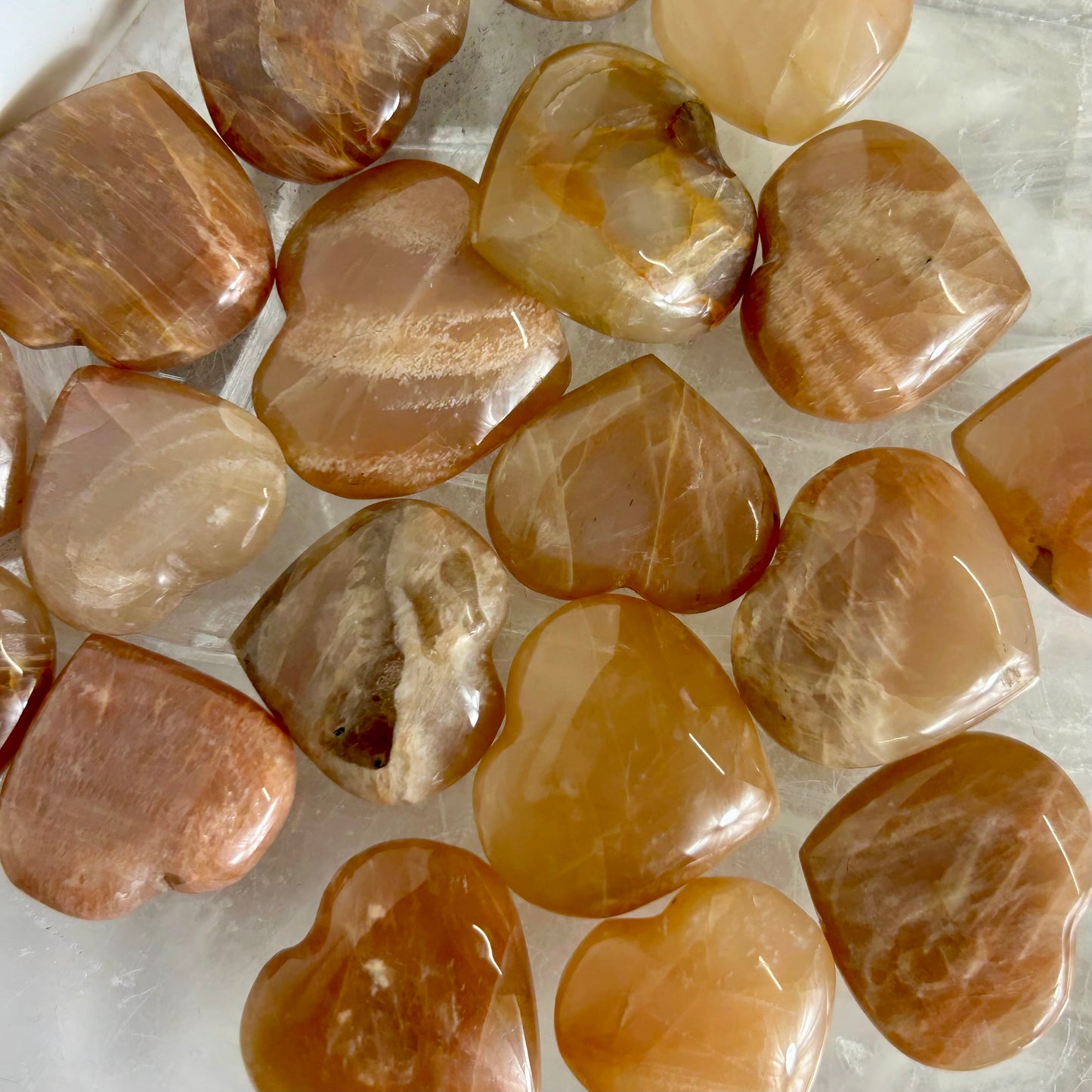 Peach Moonstone Hearts