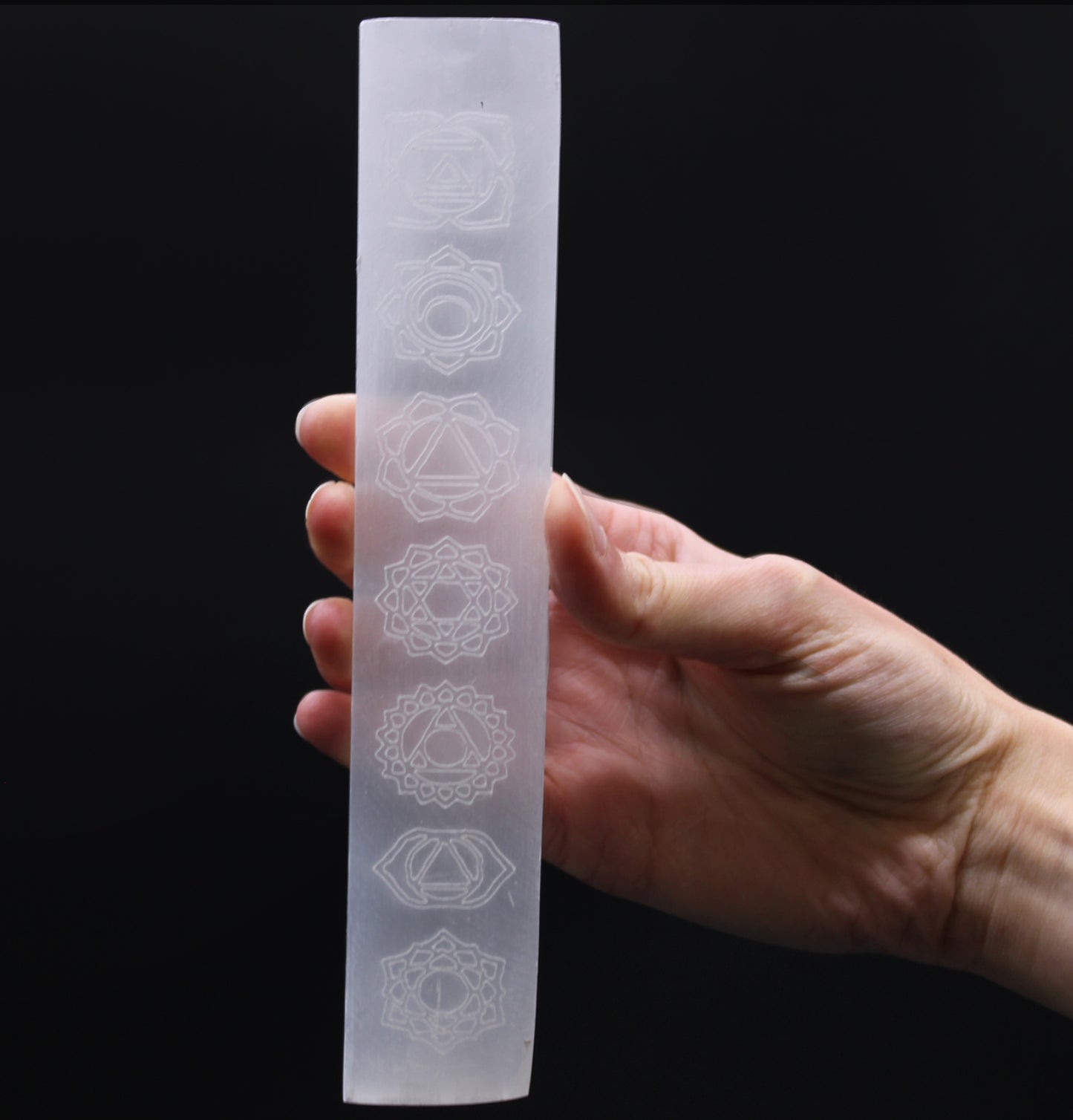 Selenite Flat Bar Charging Plate 20cm with Chakra