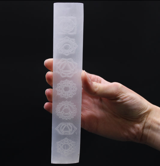 Selenite Flat Bar Charging Plate 20cm with Chakra