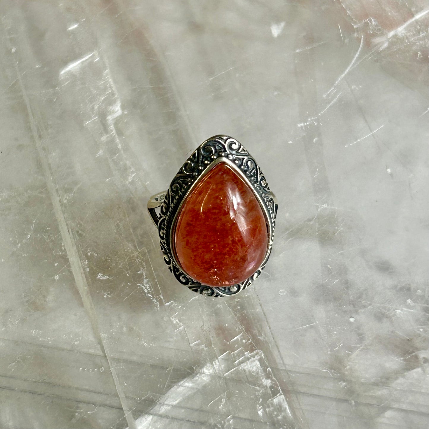Tear Drop Sunstone adjustable Ring