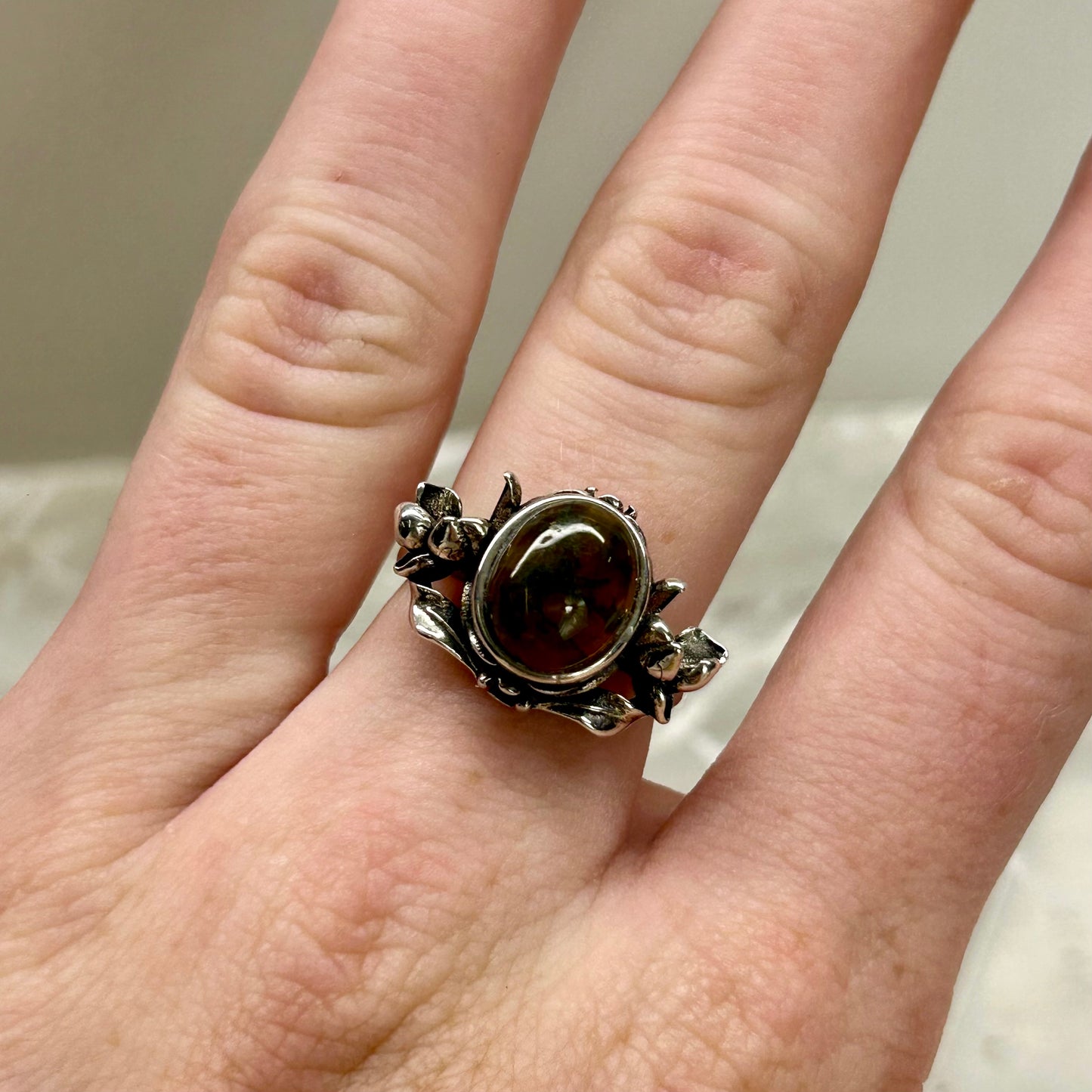 Moss Agate Adjustable Ring