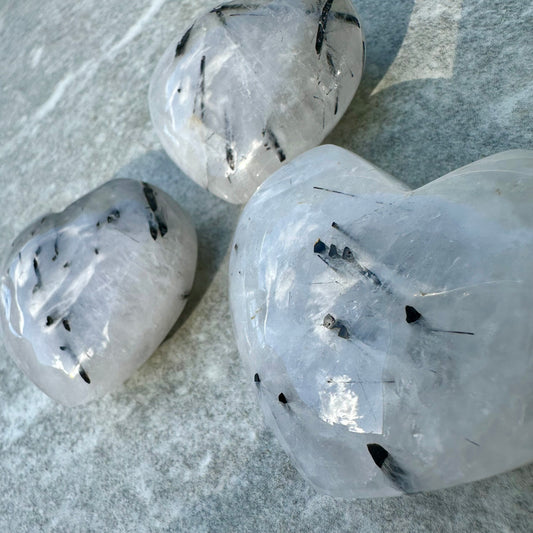 Quartz & Tourmaline Moons And Hearts