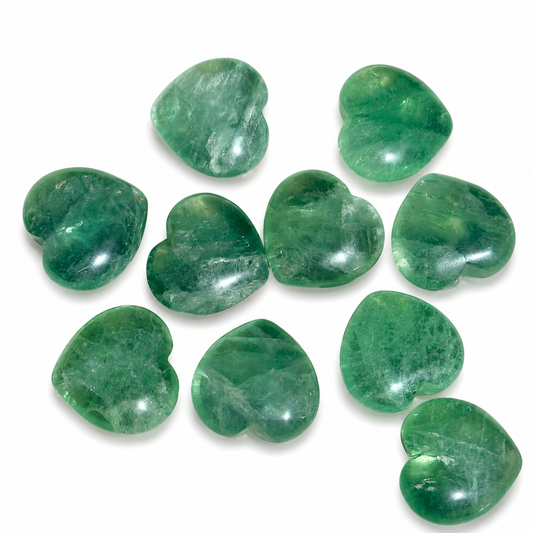 Green Fluorite Hearts