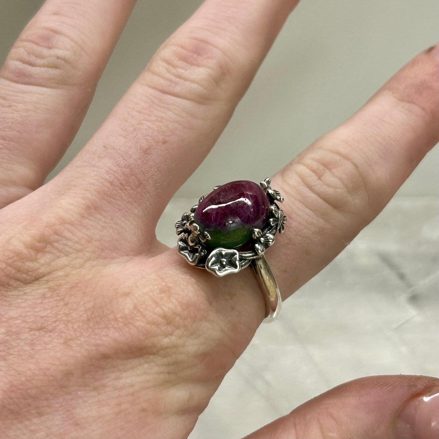 Ruby & Zoisite Adjustable Ring