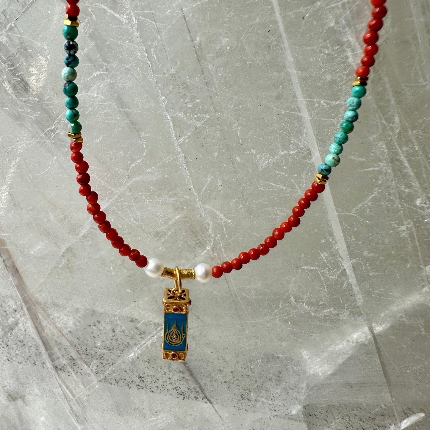 Carnelian And Turquoise Bedded Necklace