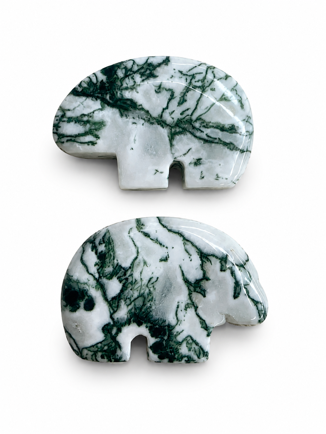 Moss Agate Bear Carvings