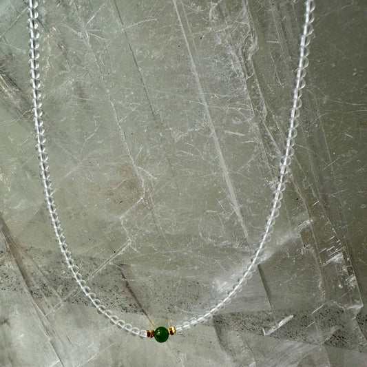 Quartz And Jade Bedded Necklace