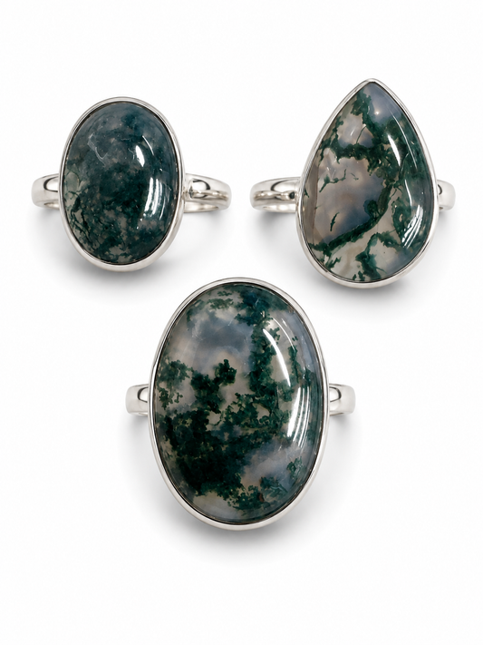 Moss Agate 925 Rings