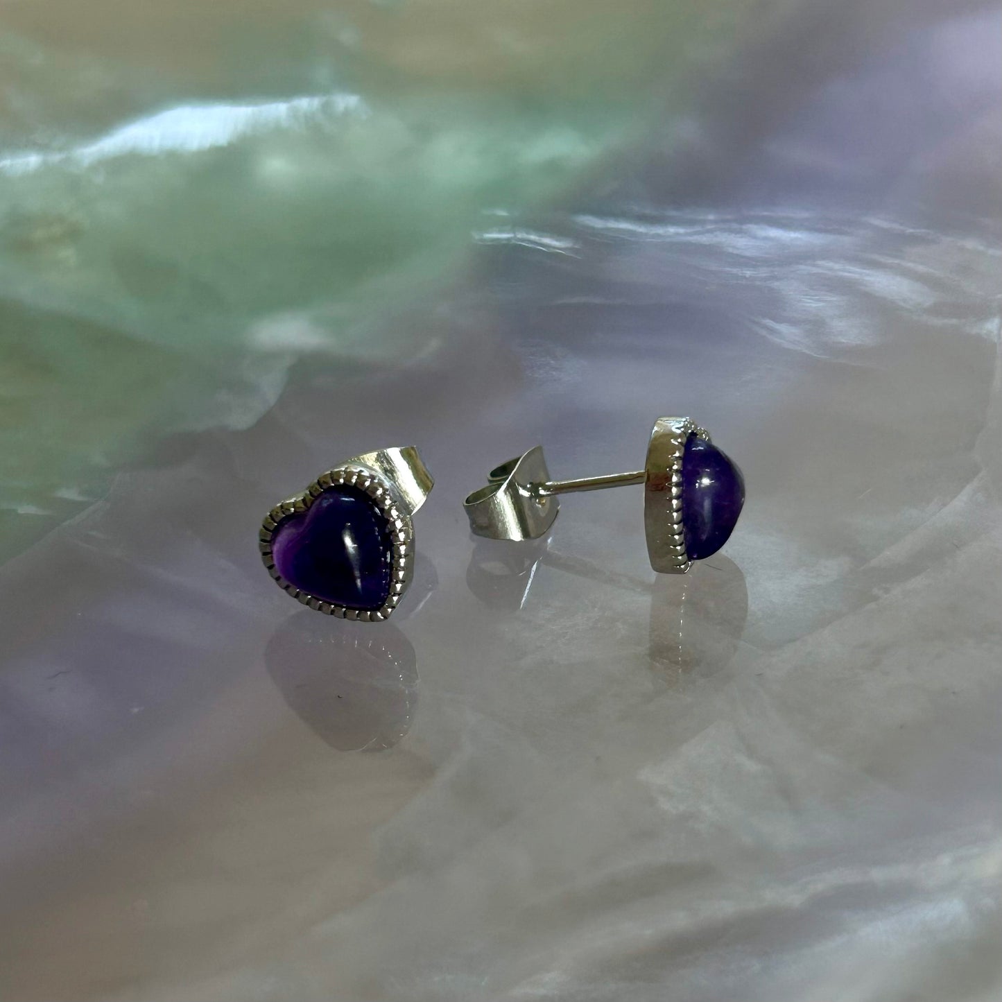 Amethyst Hearts 925 Stud
