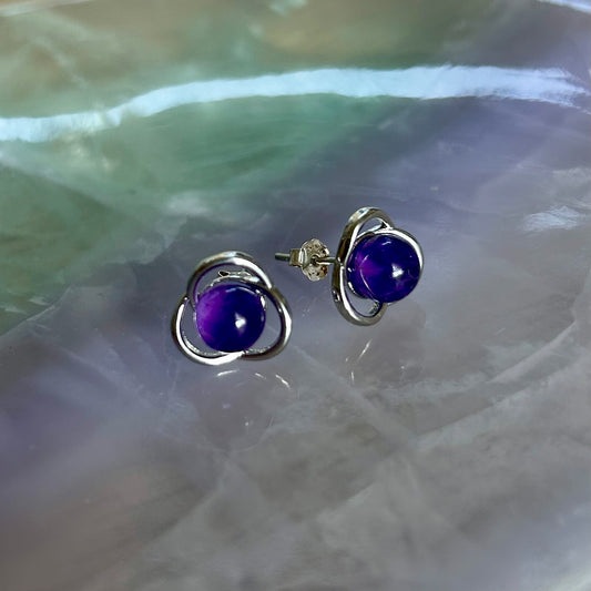 Amethyst Flower 925 Stud