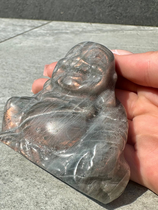 Lab Orange Buddha Carving