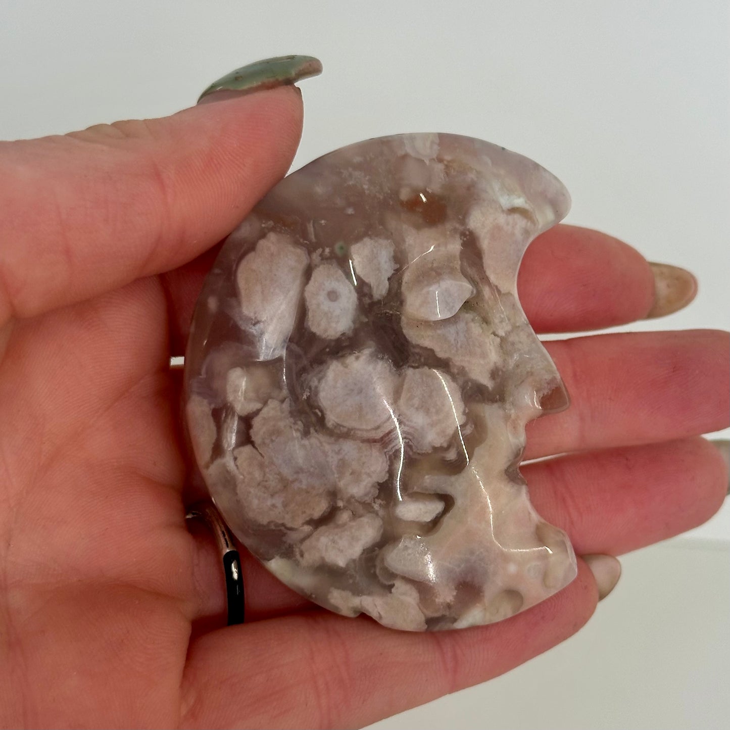 Flower Agate Moons With Face